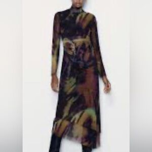 Zara Artistic Multicolor Long Sleeve Dress